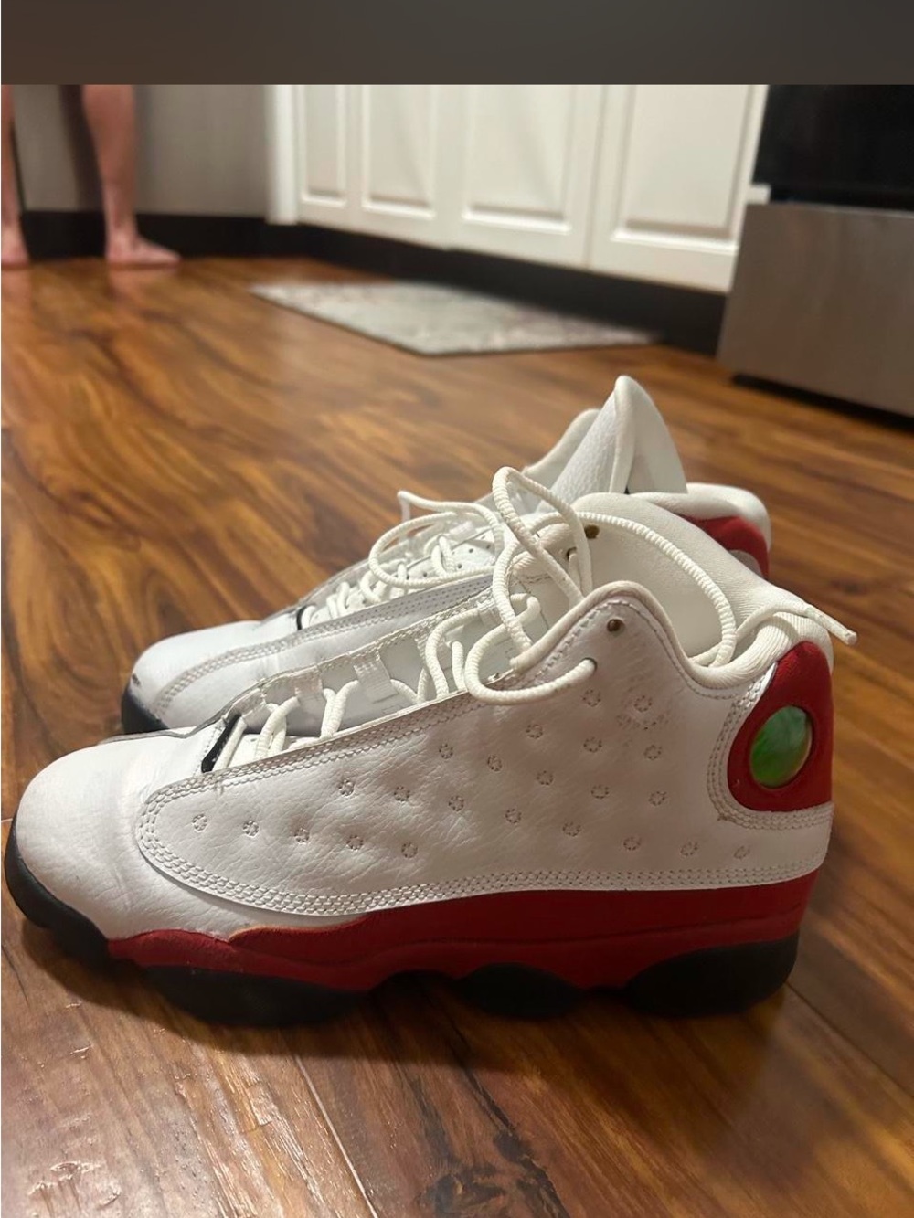 Jordan White and Red Retro Sneakers